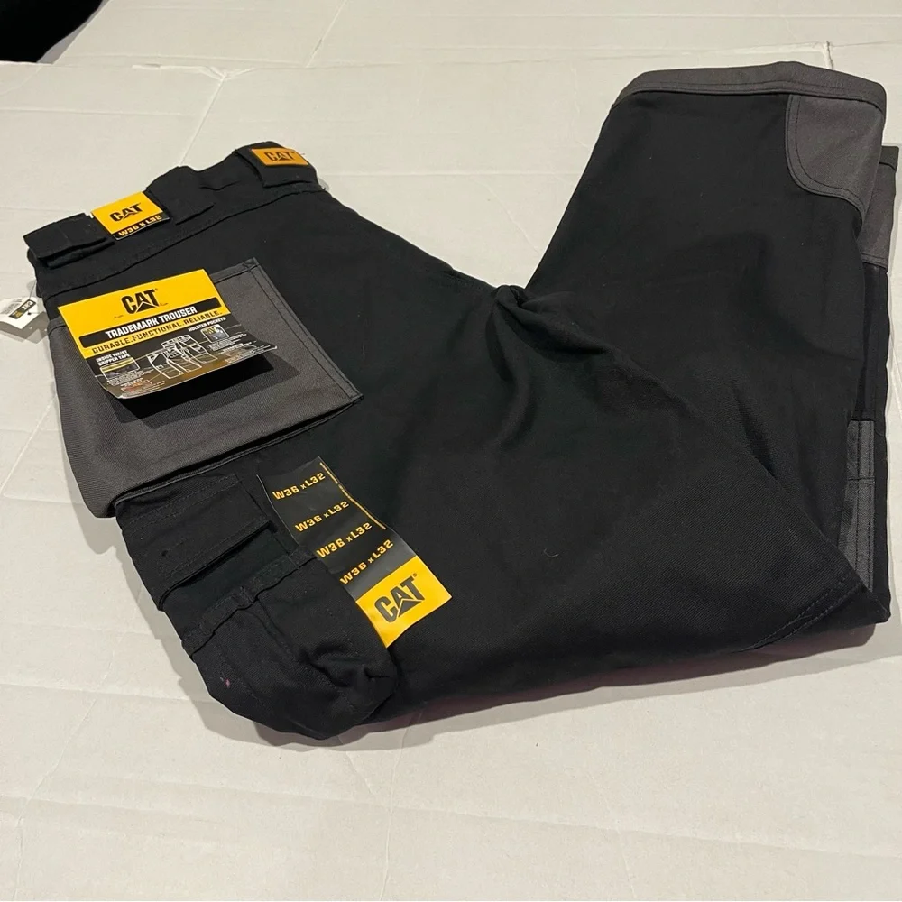 CAT Black Cargo Pants Men’s 36X32 Work Utility Durable Pockets - Picture 8 of 16